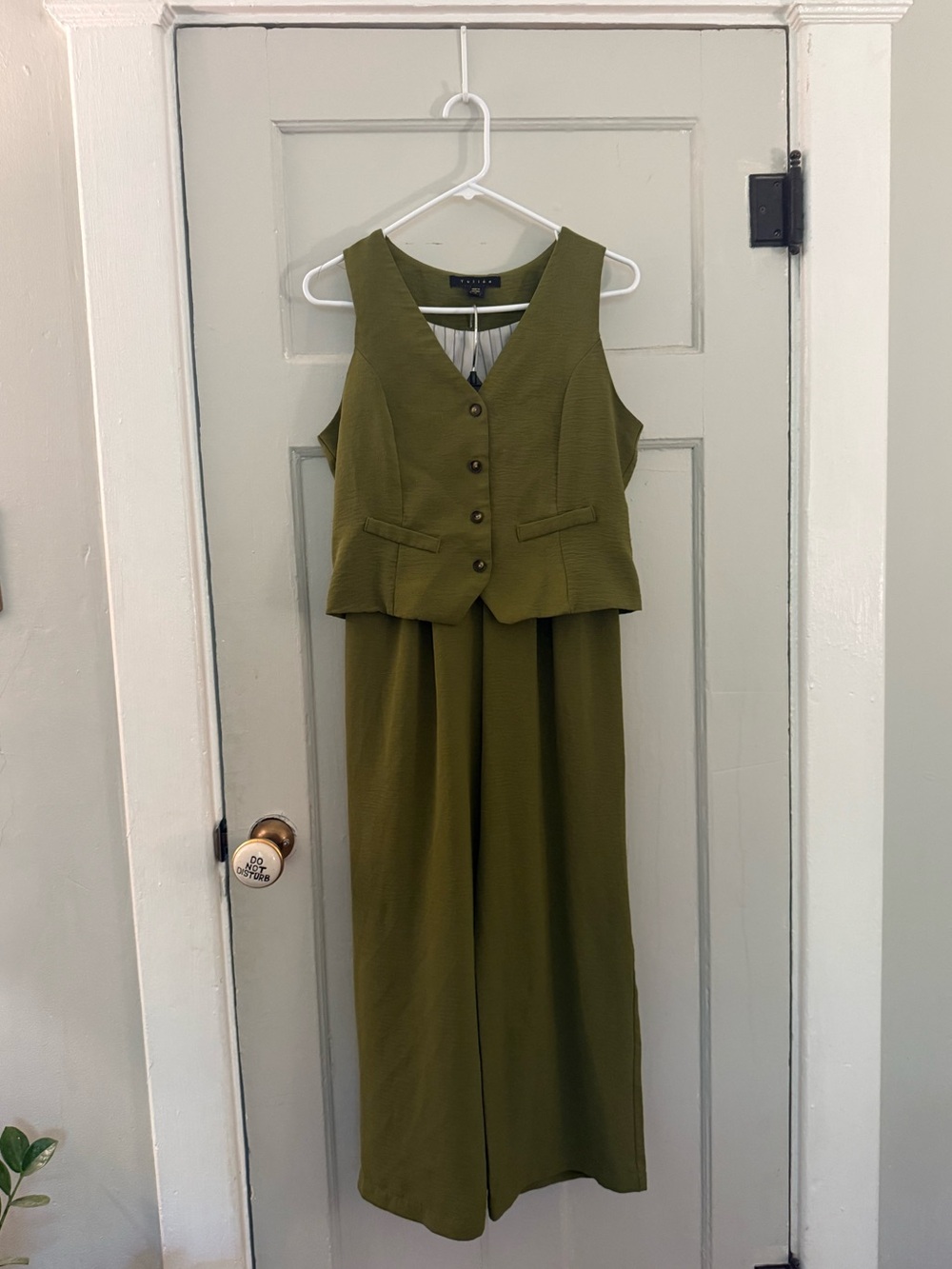 Green Vest & Wide-Leg Pant Set
